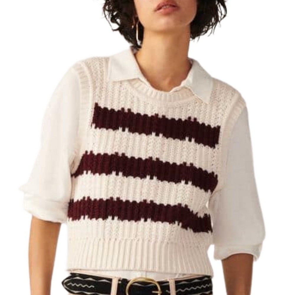 Ba&sh Soju Striped Sweater Vest Size L